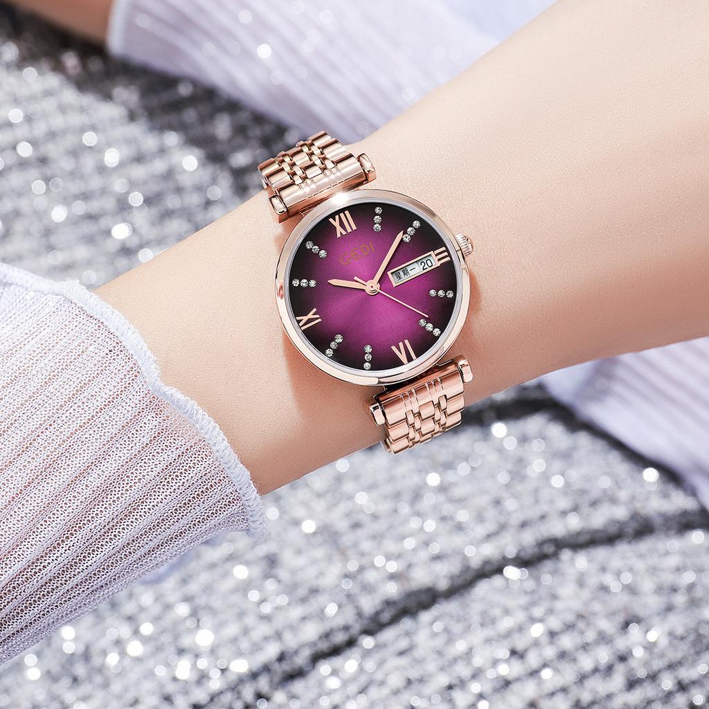 Light Luxury Not Steel Belt Women'S Watch Ultra-Thin Design Double Calendar Advanced Sense Waterproof Quartz Watch