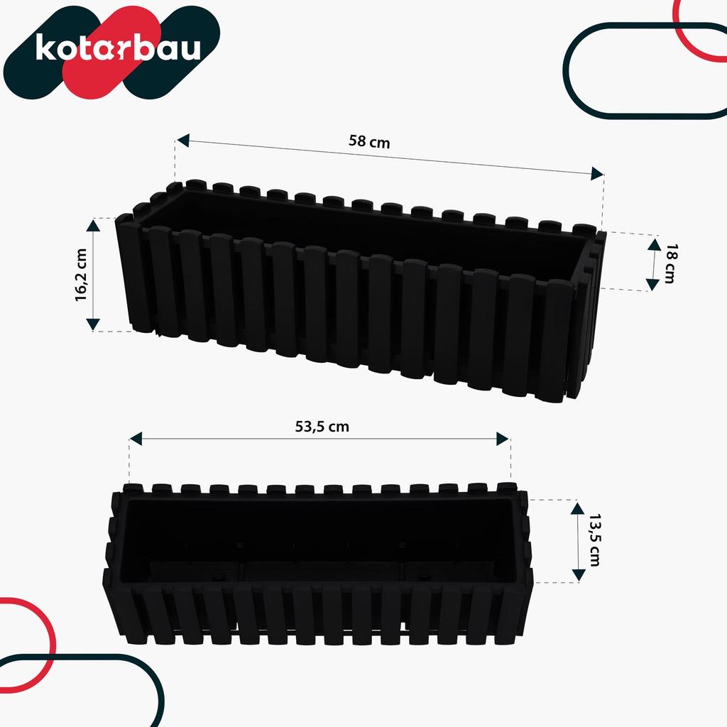 Flowerpot Balcony Box for Balustrade Terrace Flowers Anthracite 60cm 6 PCS