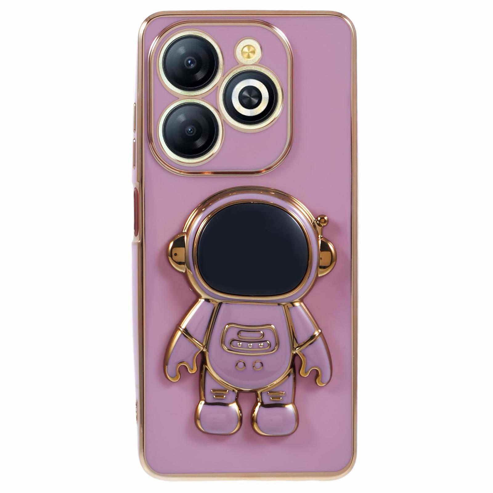 

For Infinix Smart 8 4G/Hot 40i/TECNO Spark Go 2024 4G/Spark 20 Case TPU Phone Cover Cartoon Astronaut Kickstand Purple