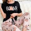 Women's Loungewear Pajamas Crew Neck Print Short-sleeved T-shirt Top and Trousers Set