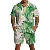 Men's Casual Print Matching Set - Lightweight Breathable Top and Drawstring Shorts 2-Piece Outfit for Summer