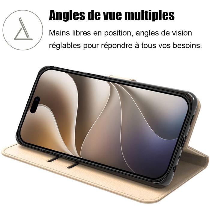 Coque pour iPhone 18 Pro Max, Protection Antichoc Anti-Rayures Cuir Synthétique Doré