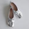 Light-mouth Low-heeled Single Shoes, Genuine Leather Pig's Trotters, Split-toed Shoes, High-end Burst Pattern, Silver Mary Jane Women's Shoes