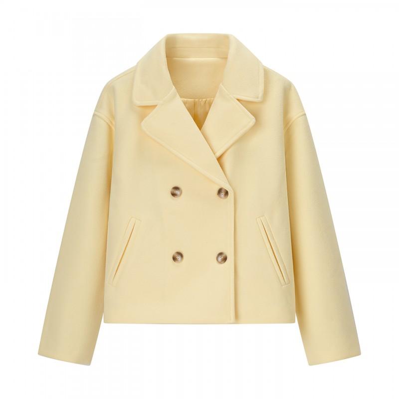 ZA Womens Double Breasted Short Wool Blend Coat Street Style Casual Outerwear