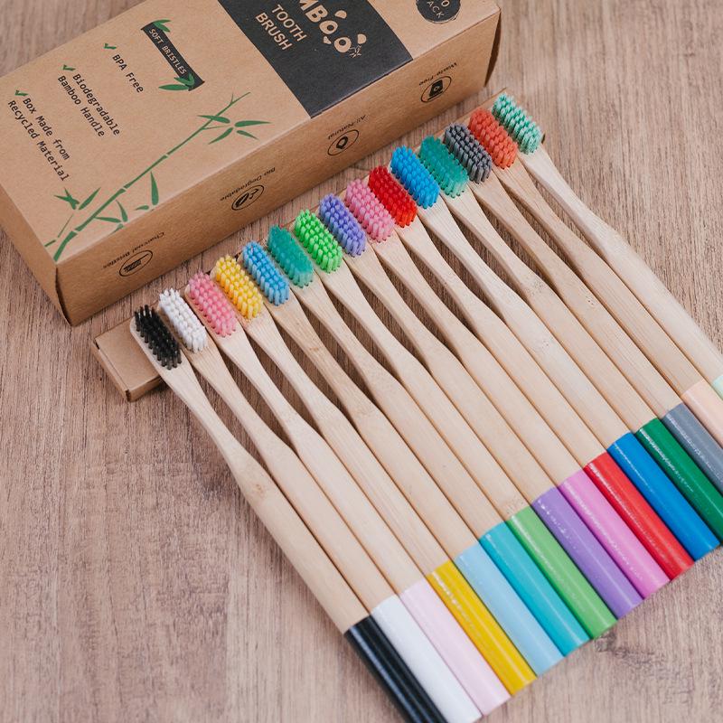 Soft Bristle Bamboo Toothbrush for Hotels, B&Bs, & Homes with Kraft Paper Packaging – Customizable Labeling Available