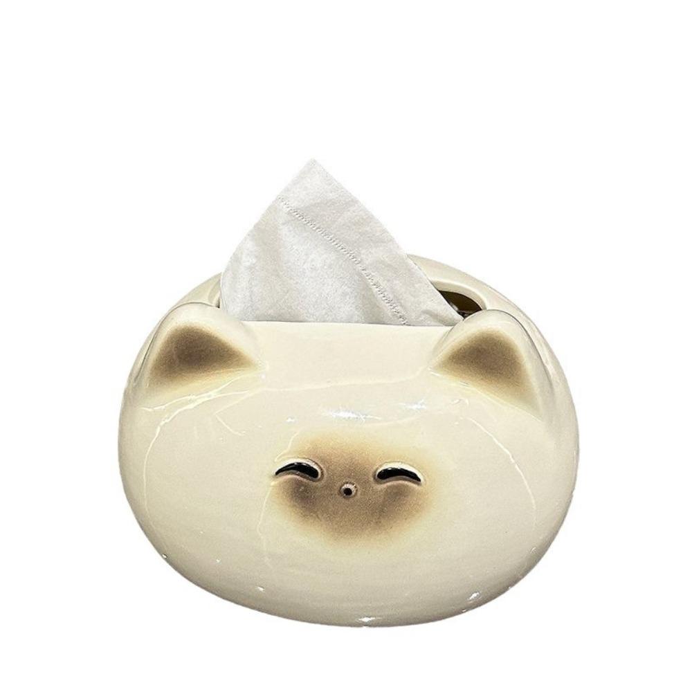 

Cute Cat Tissue Box Cartoon Tissue Organizer Home Storage Supplies Toilet Paper Holder Hotel бежевый