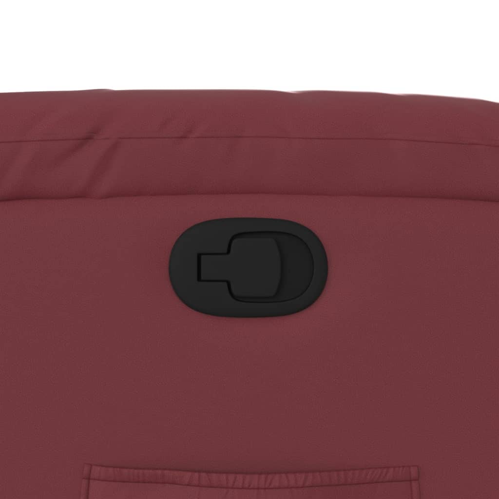 Recliner Chair Burgundy Synthetic Leather