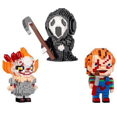 Pequeñas partículas ensambladas bloques de construcción juguetes puzzle serie de dibujos animados Halloween noche mágica payaso de la muerte personajes ensamblados