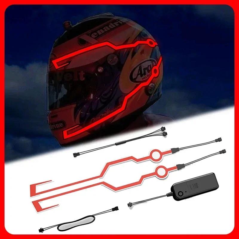 Motorcycle Helmet LED Warning Lights Night Riding Helmet Motor Cold Light Strip EL Waterproof Sticker Motorcycle Accessories