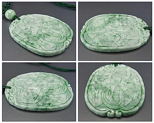 Stone Street Phoenix Carving High-Quality Jadeite Natural Stone Necklace Noble Queen Amulet