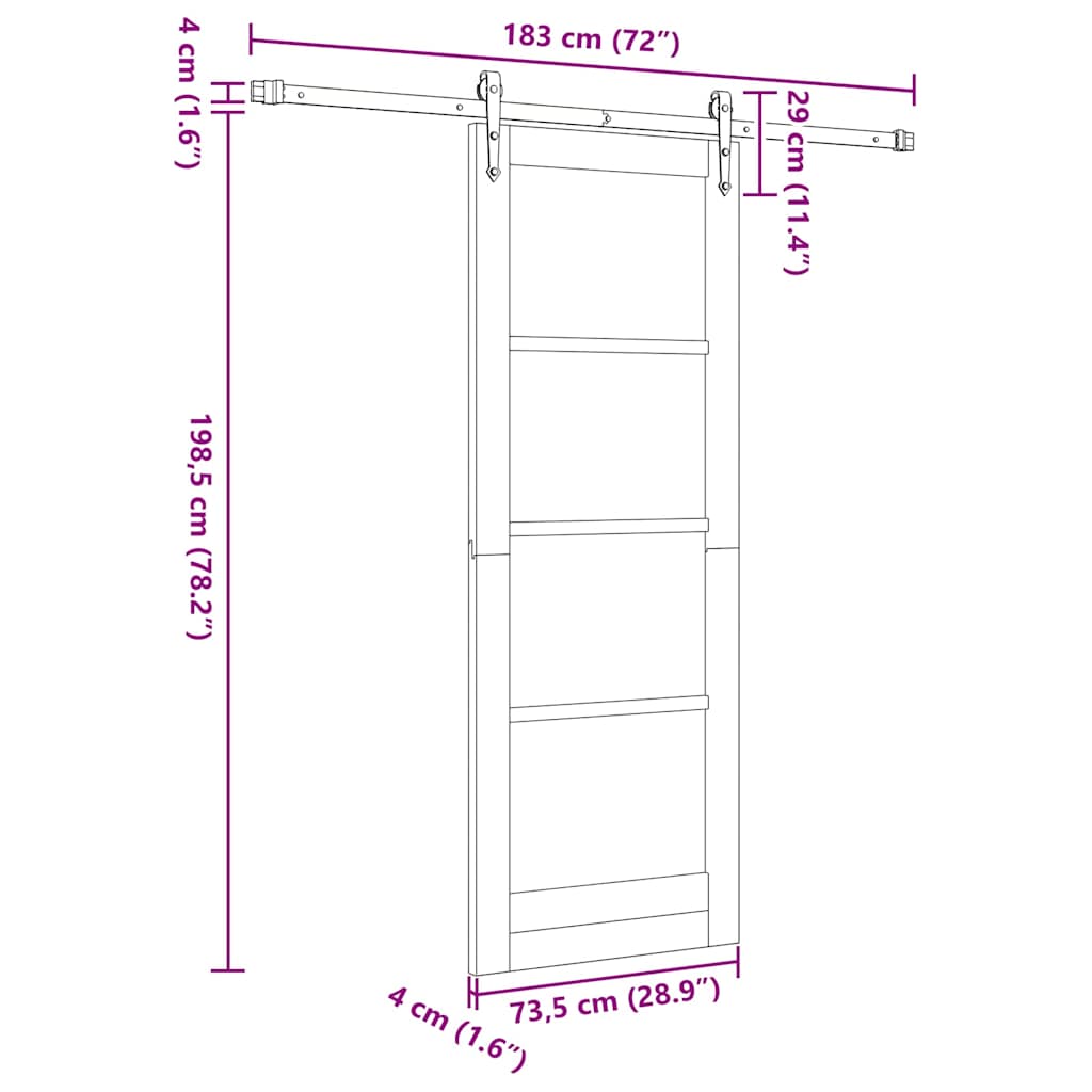 Sliding Door Natural 73.5 X 198.5 Cm Solid Pine Wood and Glass