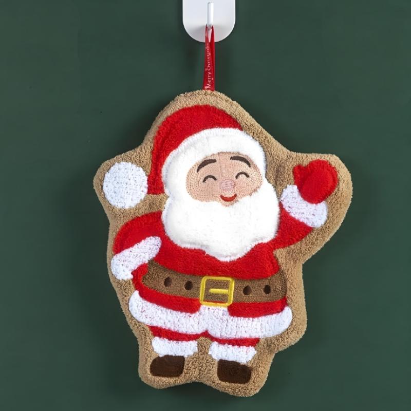 Christmas Hand Towel Kitchen Absorbent Cleaning Cloth Hanging Quick Drying Rag Bathroom Snowman Santa Claus Hand Cloth