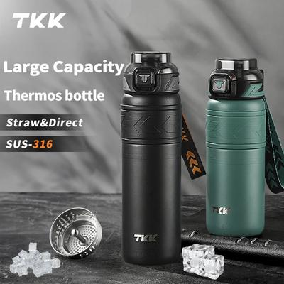 Термос TKK SUS-316 Великої Ємності Вакуумна Чашка Холодоізоляція Портативний Ремінець з Чайним Фільтром Термос Пляшка для Води