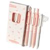 Light Pink Small Pudding Retractable Neutral Pen 0 5mm Black Ink Quick Dry For Students