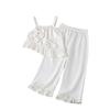 Korean Kids' Summer Set: Adorable Bow Strap Tank & Wide-Leg Pants