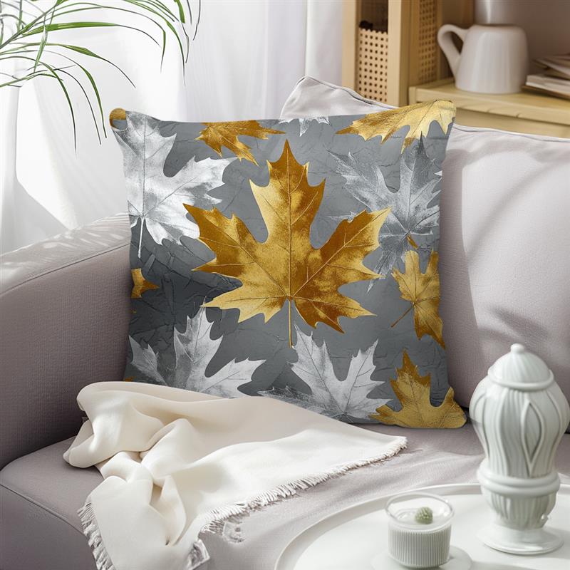 Kurzes Plüschmaterial Kissenbezug Heimdeko Goldene Blätter Muster Für Stilvolle Kissenbezüge Muster Kissenbezug Geeignet Für Sofa