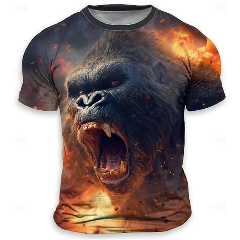 Men's Divine Bull Print T-Shirt Animal Print Short-Sleeve Top Casual Streetwear Oversized Short-Sleeve Men Vintage Clothing