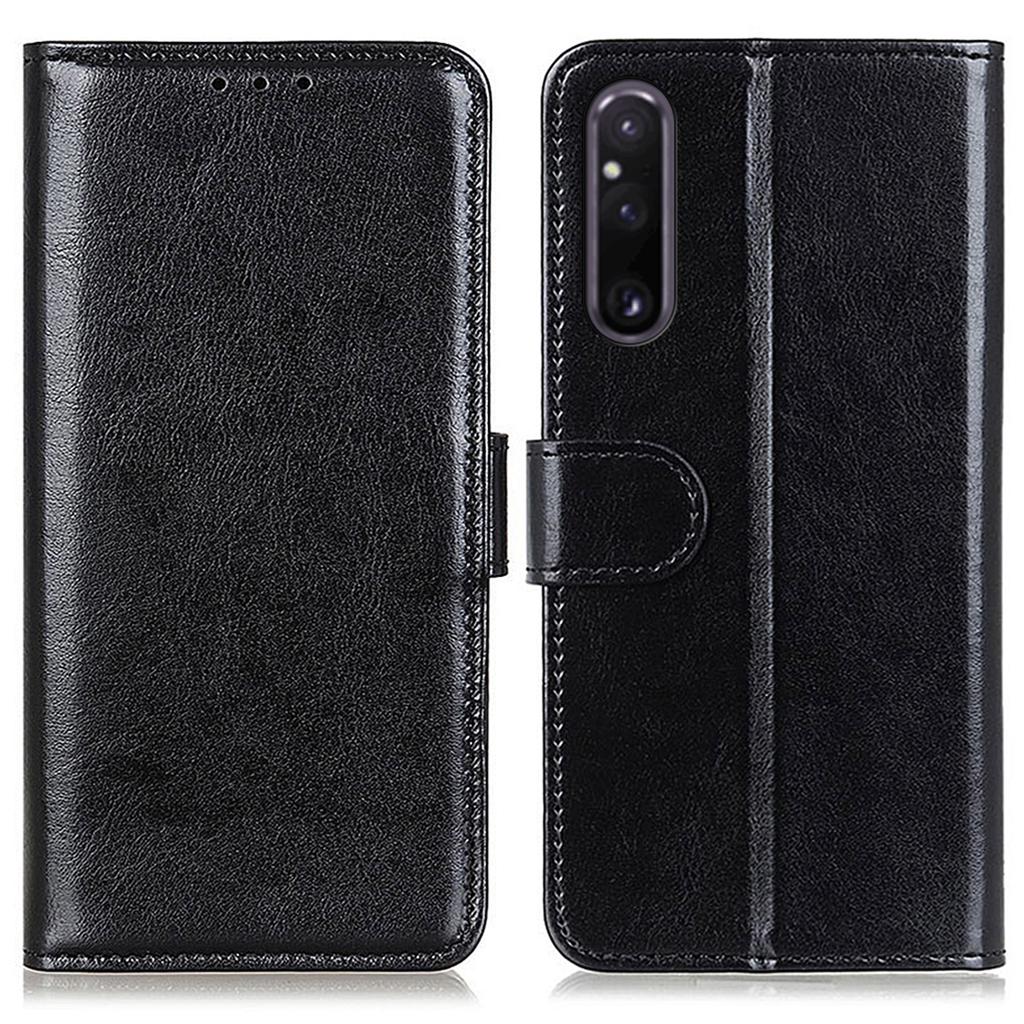 For Sony Xperia 1 V Phone Wallet Case Crazy Horse Texture PU Leather Cell Phone Stand Cover