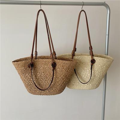 Bolsos de Mano de Mujer Hechos a Mano grandes Bolso de Hombro Tejido para Mujer Bolsas de Playa de Paja de Verano Bolsas de Compras Bolso Tote Bohemio de Ratán