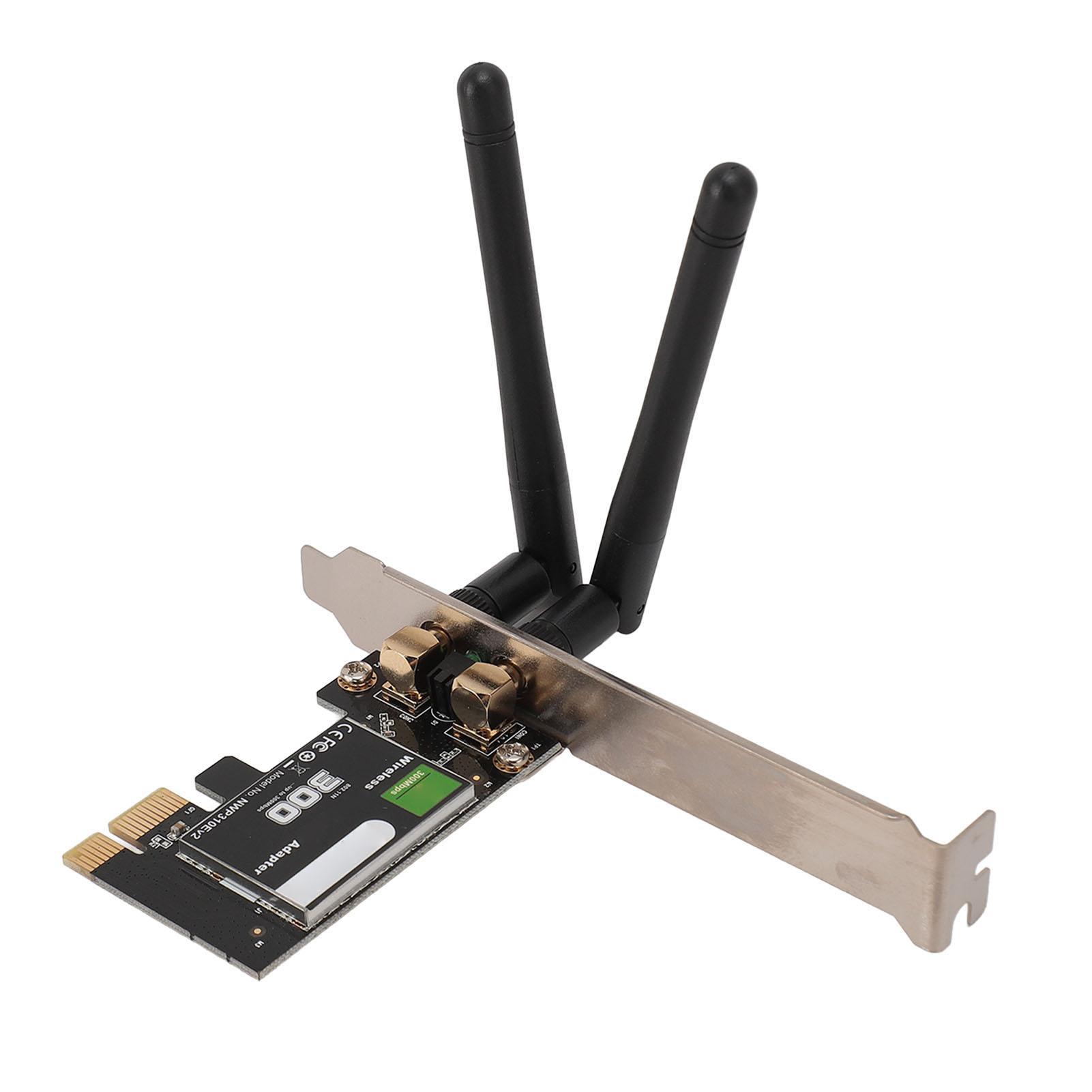 

Wireless PCIE WiFi Adapter 300Mbps 2.4GHz High Performance Computer Network Card with 2 Antenna for WINS 7 8 10 11
