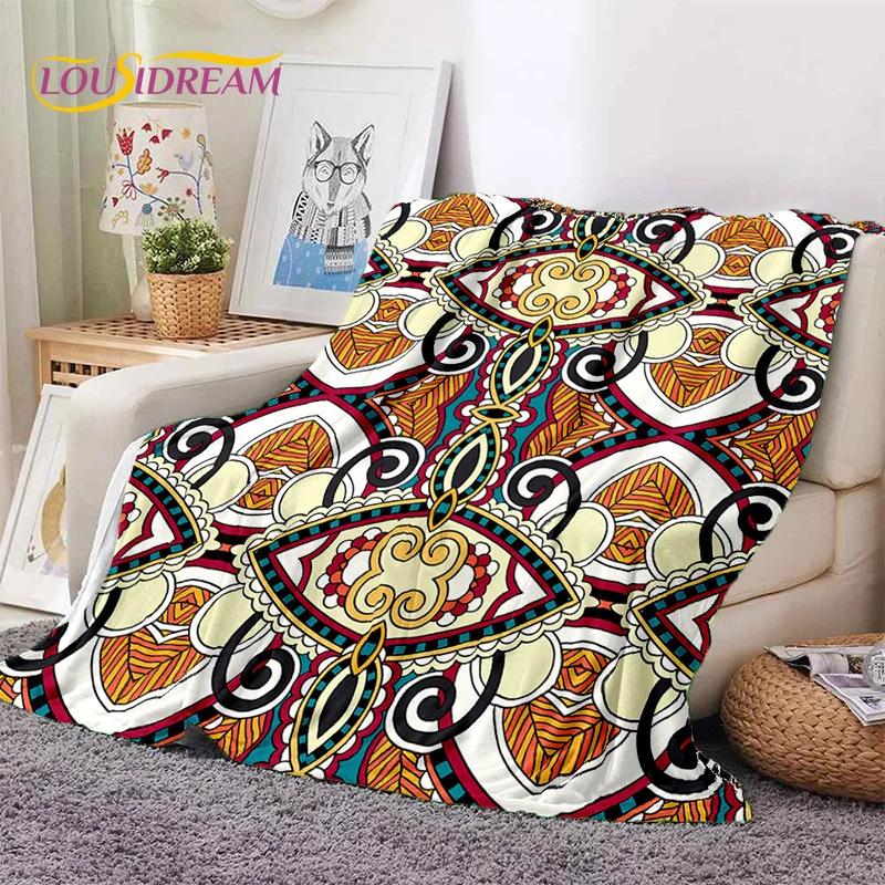 Turkey Persian Bohemian Mandala Flower Soft Flannel Blanket for Bed Bedroom Sofa Picnic,Throw Blanket for Outdoors Leisure Gift