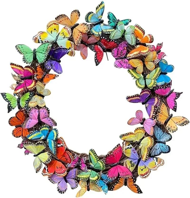New Simulated Butterfly Garland Spring Decoration Hotel Restaurant Door Wall Hanging Childrens Room Decoration Wall Decoration