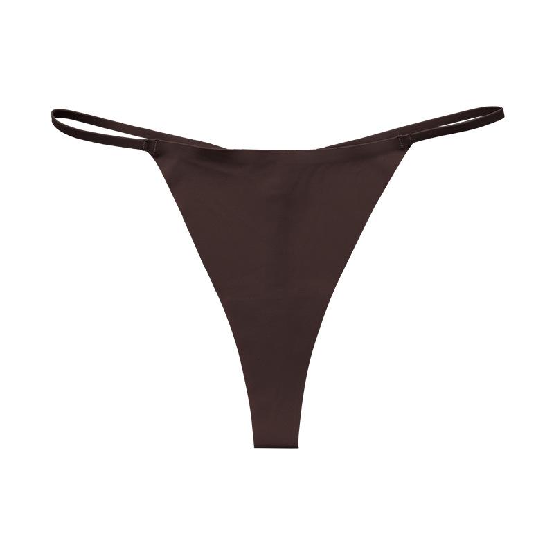 

Sexy seamless ice silk large size underwear breathable low waist exquisite buckle one piece quick-drying thong women S темно-коричневого