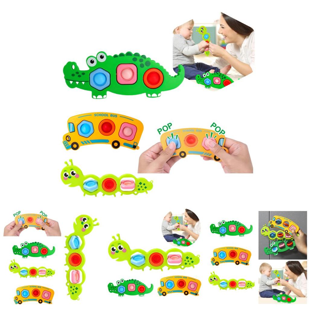 Stress-relieving Bubble Popper Toy Crocodile, Caterpillar, And Bus