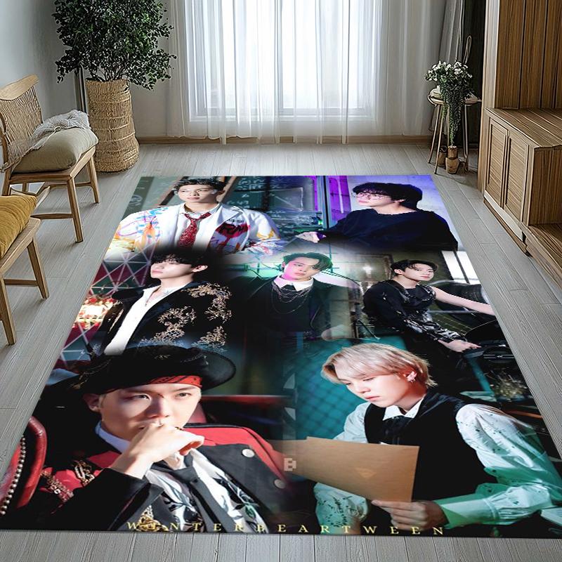 Fashion B-BTS Kpop Star Living Room Non-Slip Area Rug Soft Carpet for Bedroom Kids Playroom Sofa,Home Decor Doormat Gift