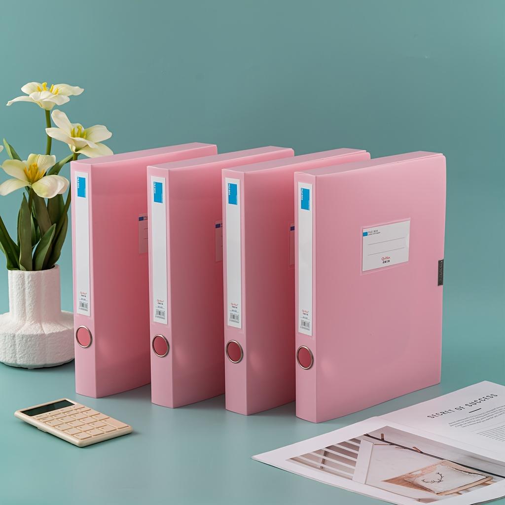 4pcs Morandi A4 Colorful File Folders -Thick Plastic Document Organizer for Accounting, Contracts & Office Supplies,35/55mm Size