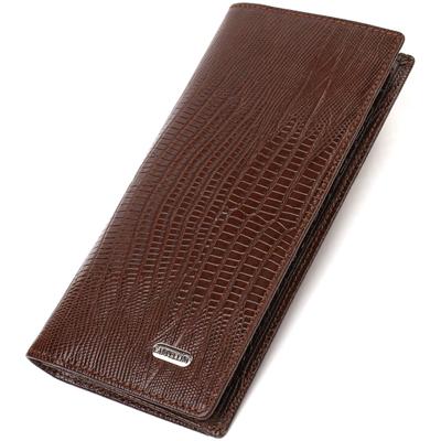 Textured Men's Vertical Wallet Without a Fastener Made of Genuine Leather with Embossed CANPELLINI 21903 Brown