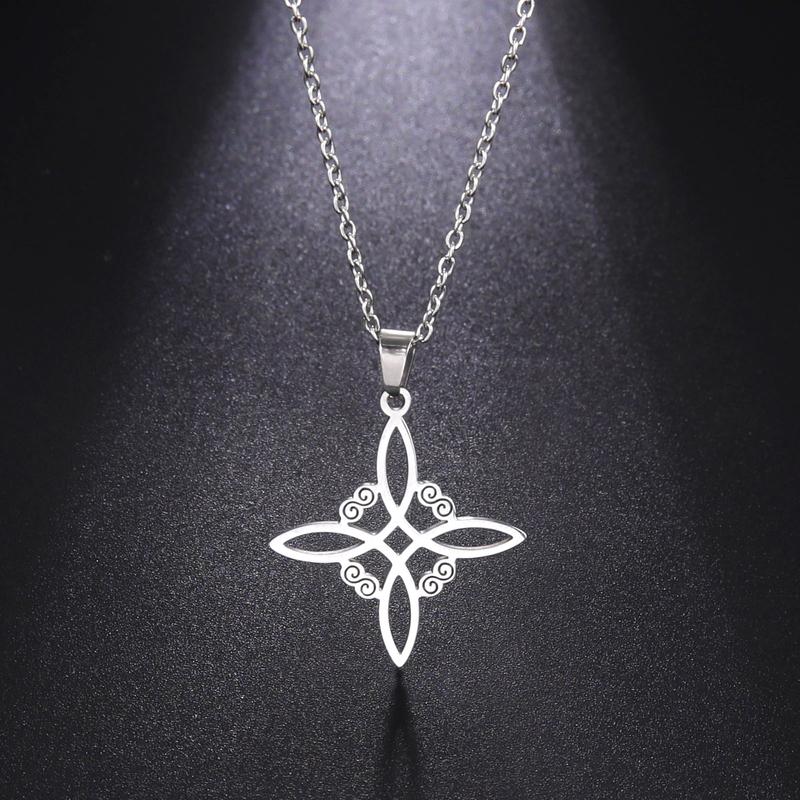 Skyrim Wicca Witchcraft Witch Knot Halskjede Rustfritt stål Choker Halskjeder Vintage Amulett Overnaturlig smykkegave til kvinner