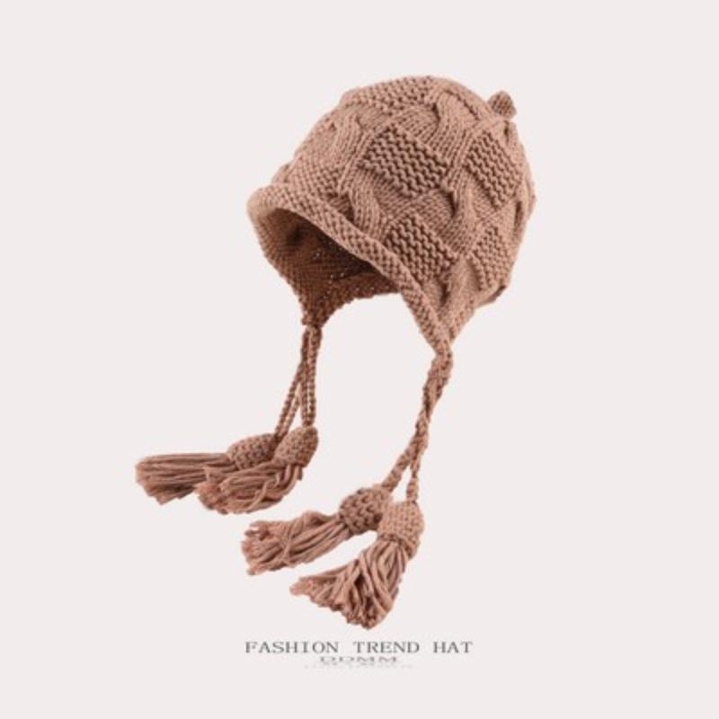 Mütze Damen Winter Warm Ohrenschutz Gestrickte Überziehmütze Sturmhaube Hut Band Doppelnutzung Plüsch Blitzmütze