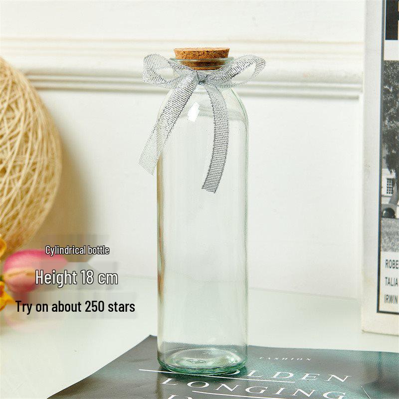 Creative Glass Bottle with Sand, Shells, Lucky Stars, Paper Cranes, and Rainbow Pentagrams
