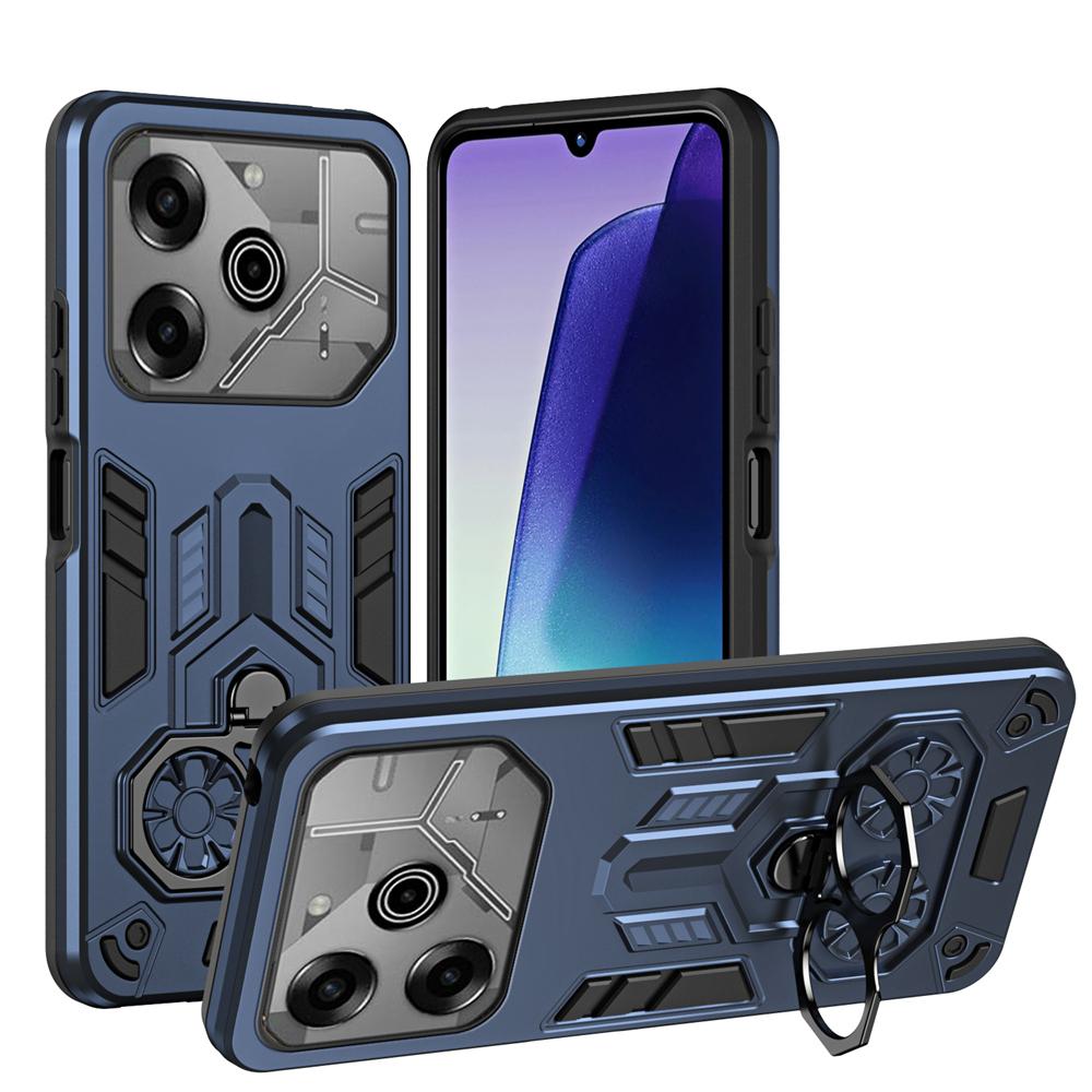 KEYSION Shockproof Armor Case for TECNO POVA 6 6 Pro 5G Soft Silicone+PC Metal Ring Stand Phone Back Cover for TECNO Pova 6 Pro