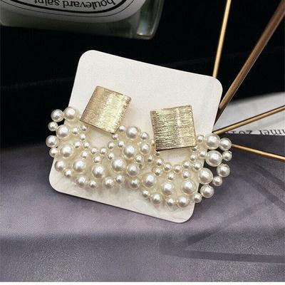 Vintage Eleganckie Hollow Pearl Kolczyki w kształcie wachlarza dla kobiet Biżuteria ślubna