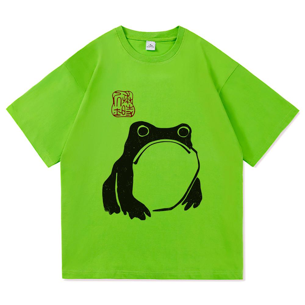 Vintage Unimpressed Frog T Shirt Fashion Men/Women Aesthetic Funny Japanese Anime T-Shirt High Quality Casual Cotton Tees Shirts