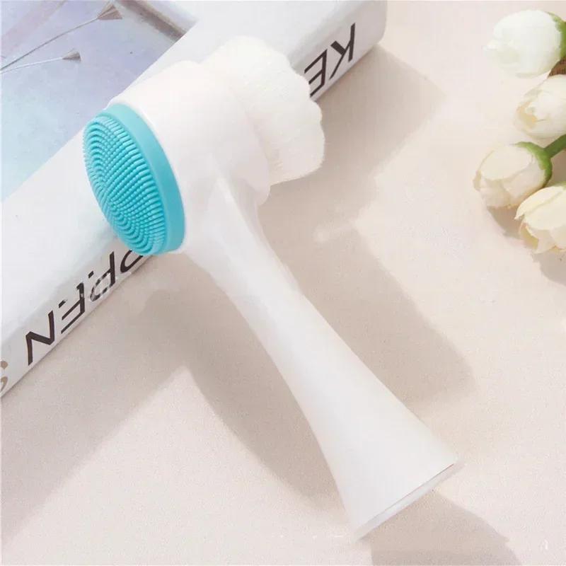 Double-Sided Silicone Face Cleansing Brush Facial Cleanser Blackhead Removal Product Face Scrub Brush Pore Cleaner Exfoliator