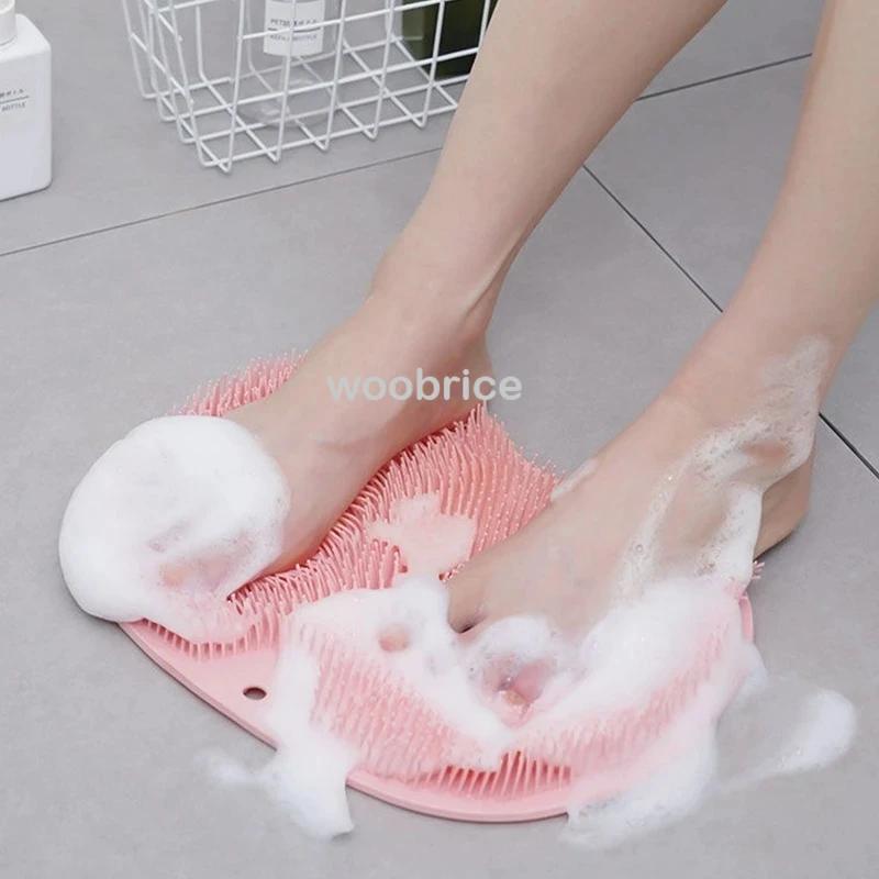 Silicone Rub Back Brush Bathroom Non-slip Wash Foot Pad Massage Shower Mat with Sucker Bath Massage Foot Exfoliating Brush Pad