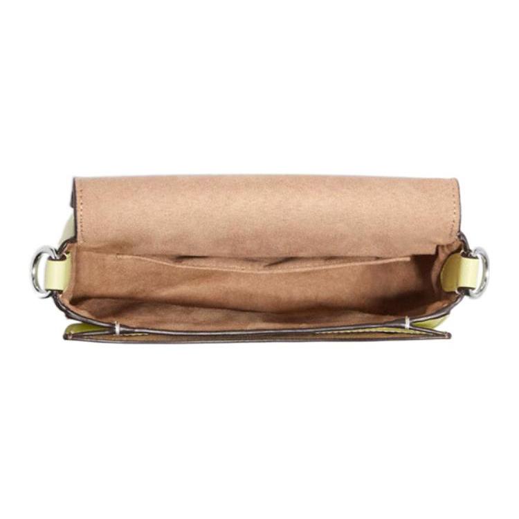 New COACH Morgan Coated Canvas With Leather Saddle Bag, Shoulder Bag, Crossbody Bag Trumpets Women's Brown & Green CJ615-SVUFH