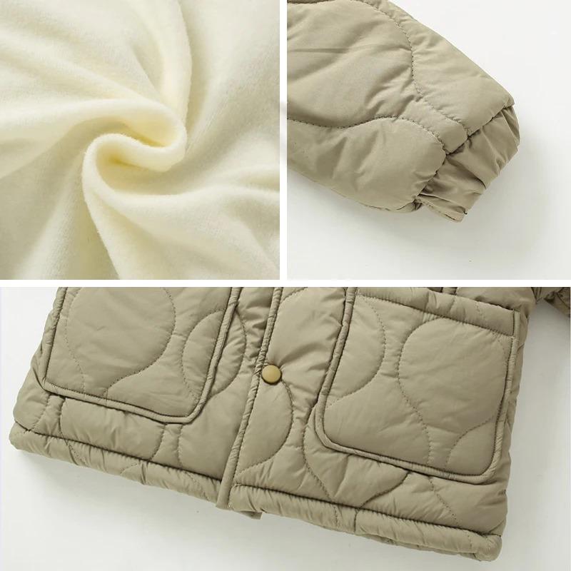 Autumn Kids Jacket Winter Boys Solid Color Thick Plus Velvet Warm Coat Teen Children Outerwear Clothing