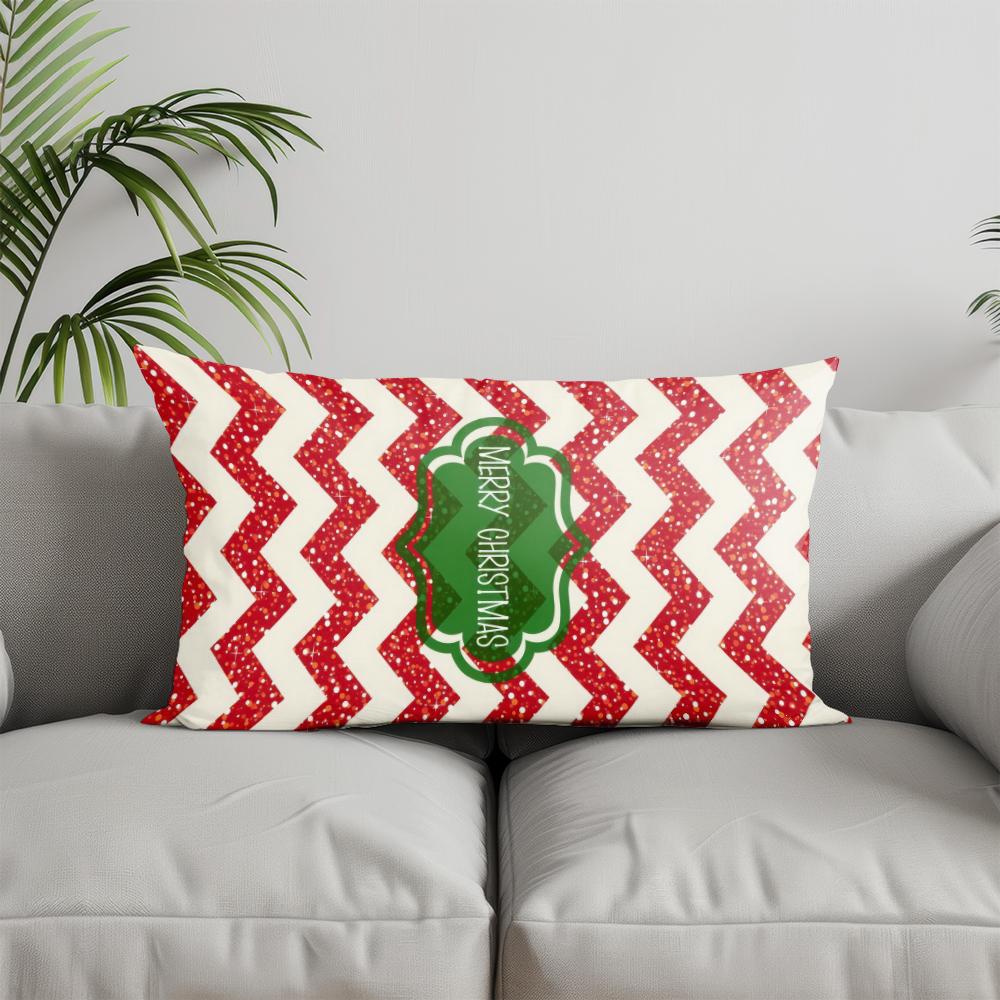 Home Decor Merry Christmas Chevron Pillow Suitable For Sofa Bedroom Car Pillow Cover Cushion Rectangular Back Cushion