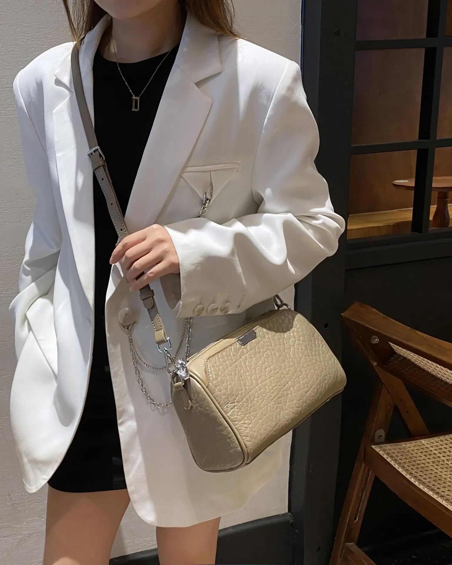

Real Genuine Leather Women s Handbag Ladies Shoulder Crossbody Bag Multiple Compartments Ste Pattern Commuting Messenger Bag серый