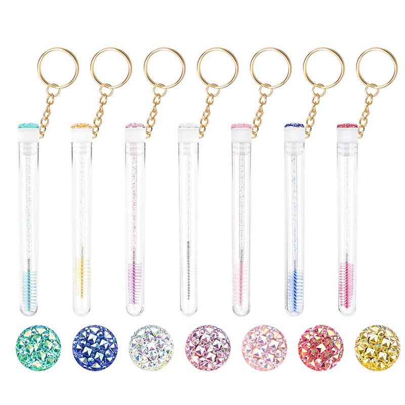 Eyelash Brush With Tube Keychain Resin Drill Eyebrow Mascara Wand Applicator