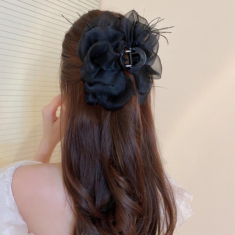 Exquisite Black Ribbon Bow Hairpin – Elegant Luxury Women's Headwear