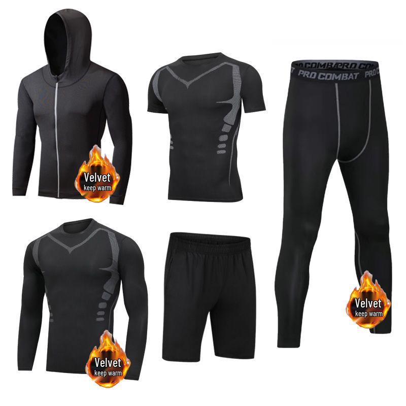 Férfi 5 részes gyorsan száradó sport- és fitnesz szett: Edzőterem, Futás, Kosárlabda - Minden Évszakban