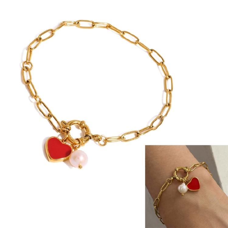 Women's Adjustable Stainless Steel Bracelet with Heart Pendant Oil Drop Designs Fashion Jewelry Statement Pieces