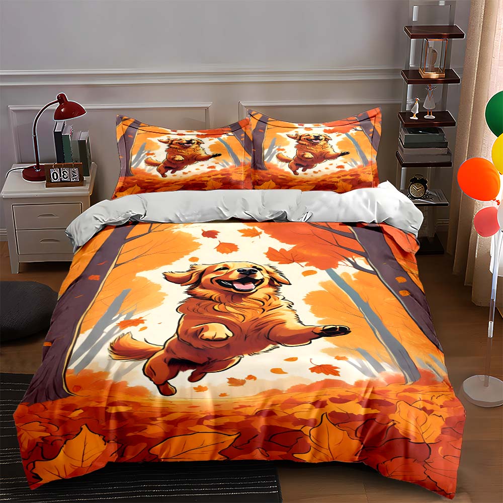 

Golden retriever and leaves Bedding sets Duvet cover sets Duvet covers Pillowcases(1 * Duvet Cover 2 * Pillowcases, without duvet insert) 135x200cm