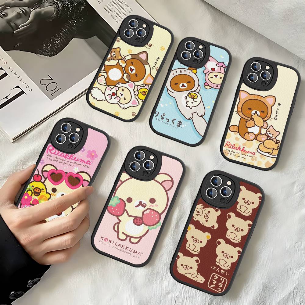 Rilakkuma Anime Niedliche Cartoon Handyhülle Für IPhone 16 15 14 13 12 11 Pro Max Plus 16E Weiche Lederhülle