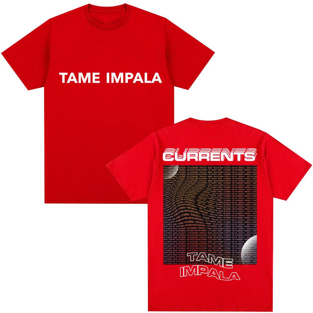 Vintage Tame Impala Currents Grafik T-Shirt Herren Damen Trendy Hip Hop Vintage Kurzarm Lässige Übergroße Baumwoll-T-Shirts Männlich